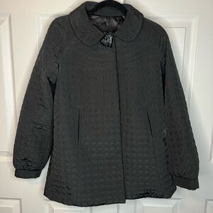 Betsey Johnson Quilted Black Bow and Rose Detail Jacket Size Small